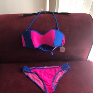 Fun & Bright hot pink and blue 2 piece swim wear